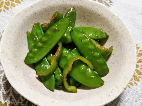 【季節の野菜小鉢】絹さやの山椒炒め